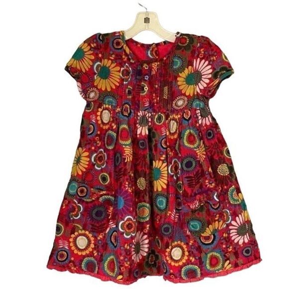 Marks & spencer fully lined floral print ruffle, trim, dress size 4 - Picture 1 of 8